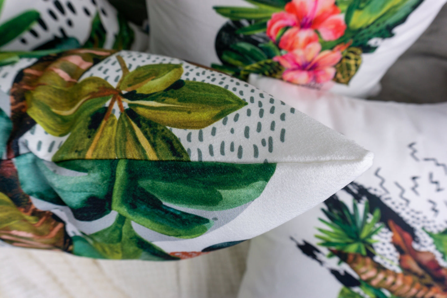 Set of 4 Plant Pattern Double Side Cushion Covers, 45x45cm, 18x18Inches