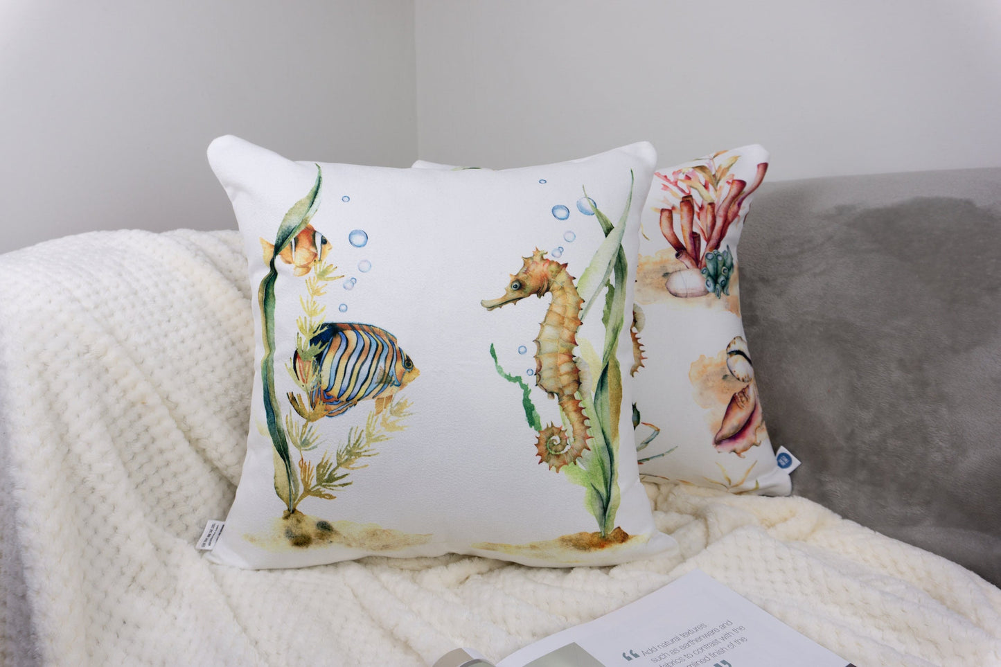 Sea Animals Pattern Design Set of 4 Decorative Cushion Cover Set 18"x18"