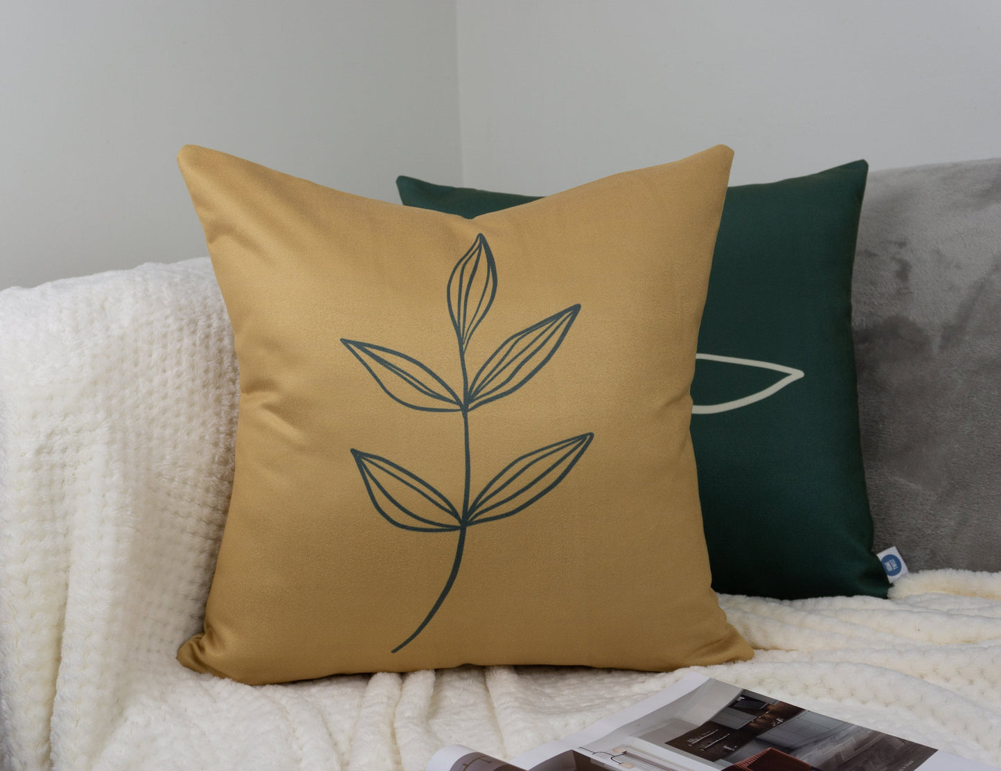 Gold Cushion Cover I Olive Branch Pillowcase I Throw Pillow for Sofa Decor, Livingroom