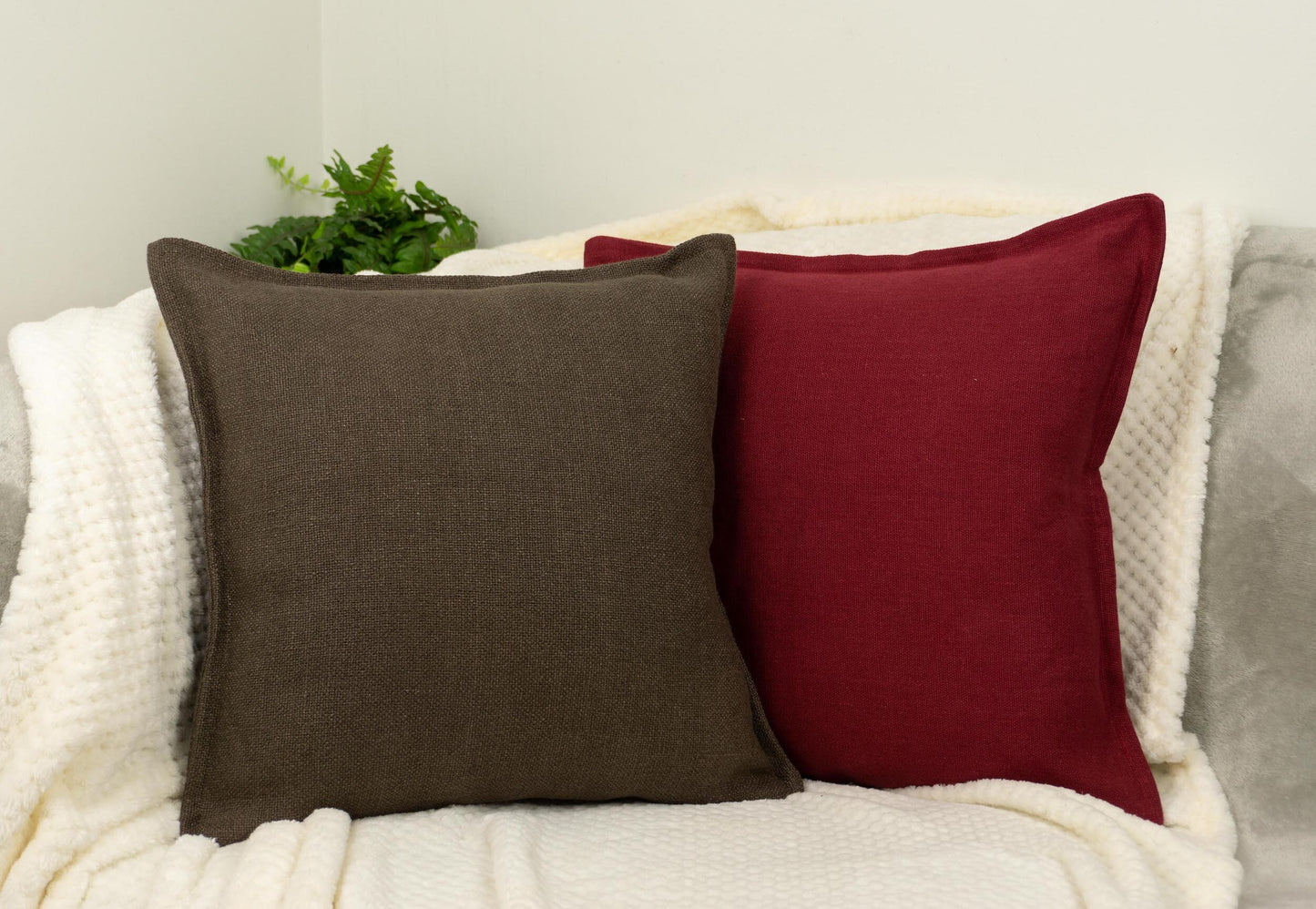 Cotton Linen Brown Cushion Cover, Brown Linen Pillow Cover, Linen Throw Pillow 17x17Inches 43x43cm