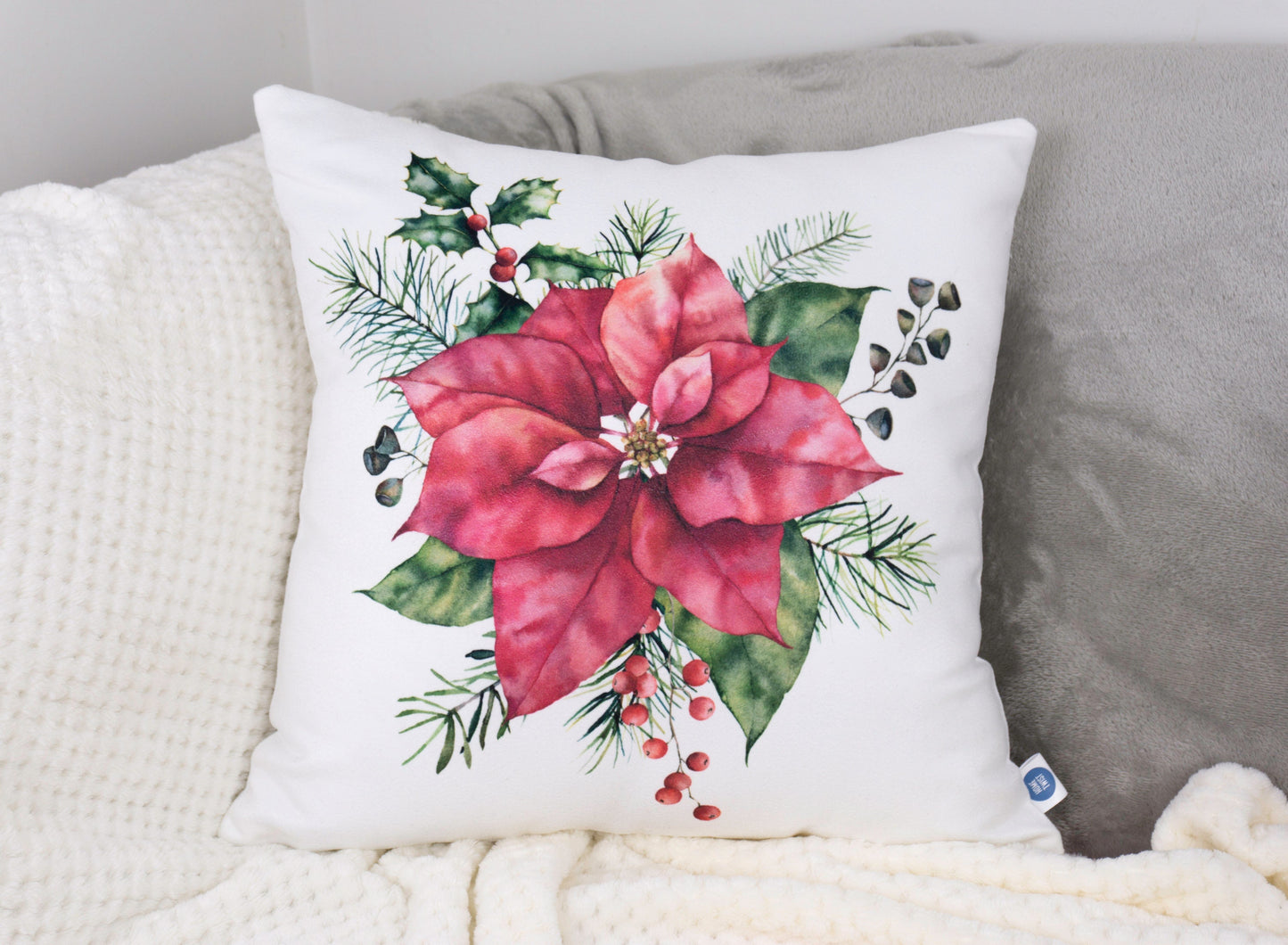 Christmas Cushion Covers, Double Sided Set of 4 Decorative Pillowcases 45x45cm