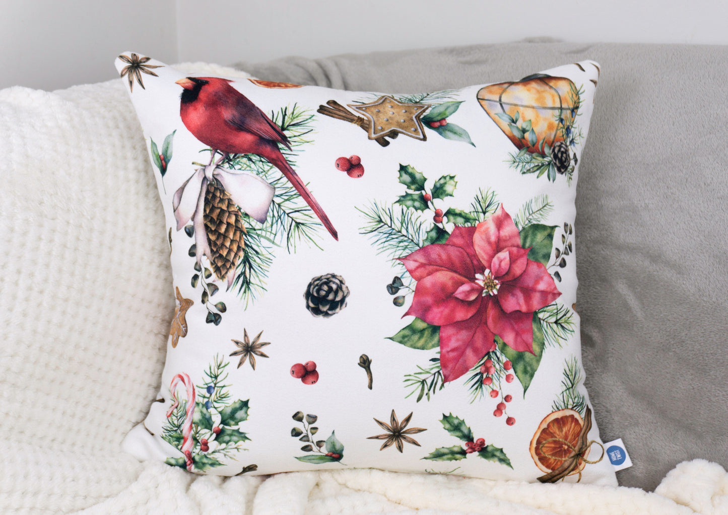 Christmas Cushion Covers, Double Sided Set of 4 Decorative Pillowcases 45x45cm