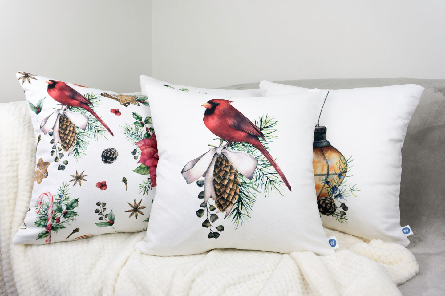 Christmas Cushion Covers, Double Sided Set of 4 Decorative Pillowcases 45x45cm