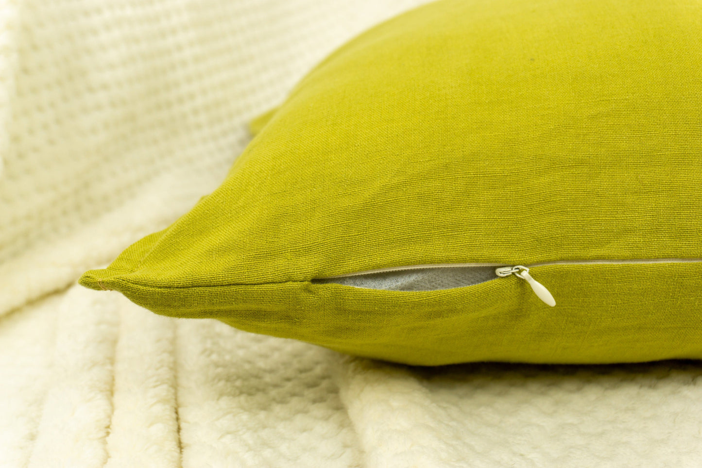 Natural Linen Yellow Cushion Covers 45x45cm, Flange Edge