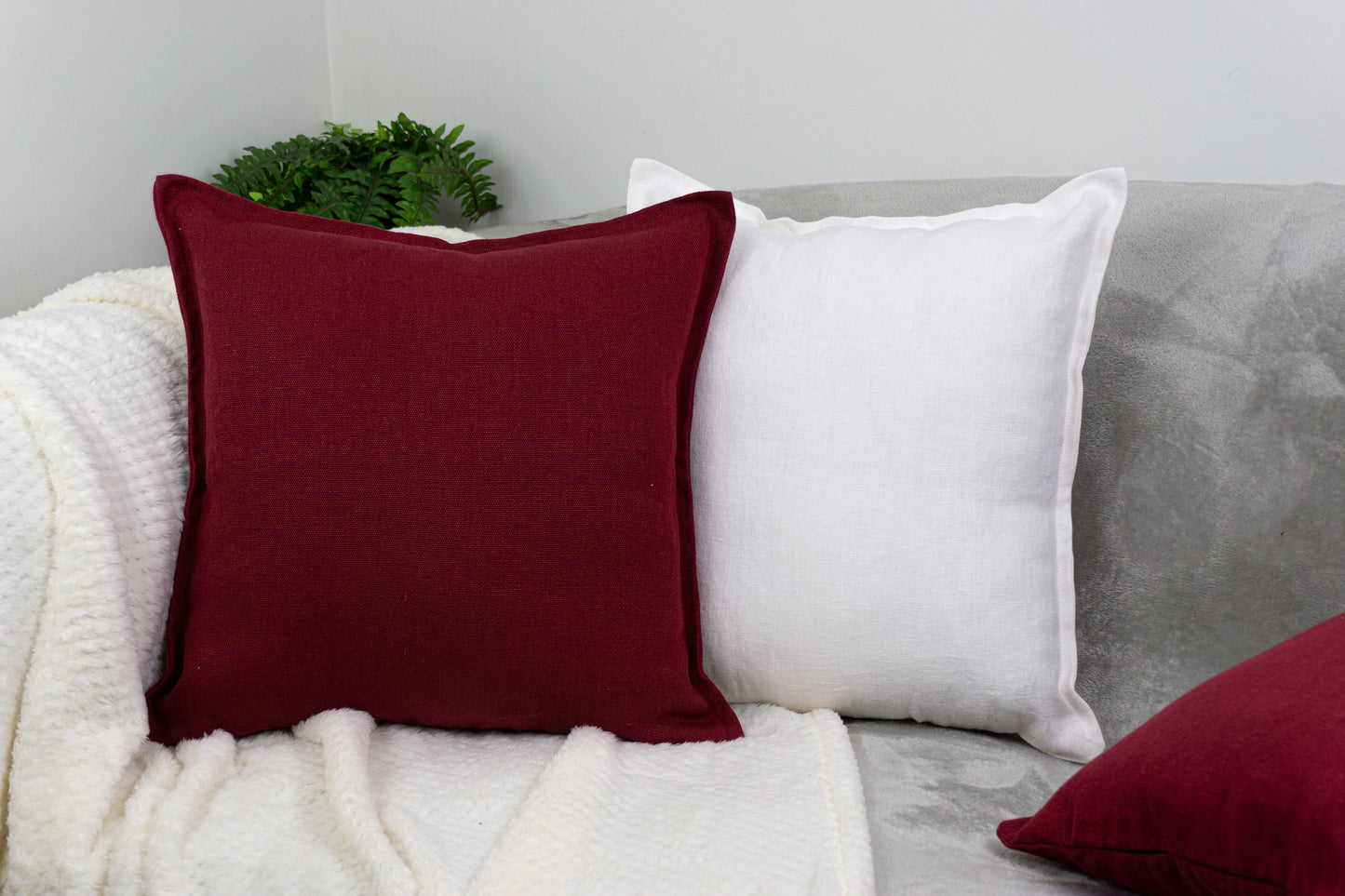 Natural Linen Wine Red Cushion Cover I Pillowcase I Throw Square Pillow cover I Home Sofa Decor 18x18inch