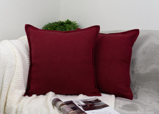 Natural Linen Wine Red Cushion Cover I Pillowcase I Throw Square Pillow cover I Home Sofa Decor 18x18inch