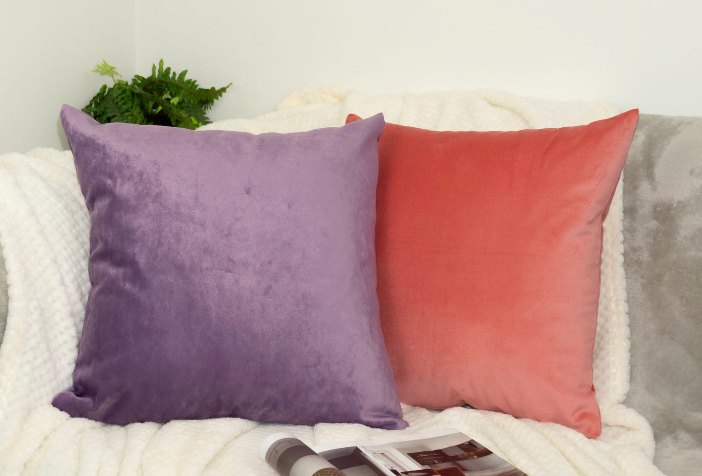 Handmade Woven Velvet Purple Cushion Cover, Purple Throw Pillow cover, Square Pillowcases, Home Sofa Decor 43x43cm