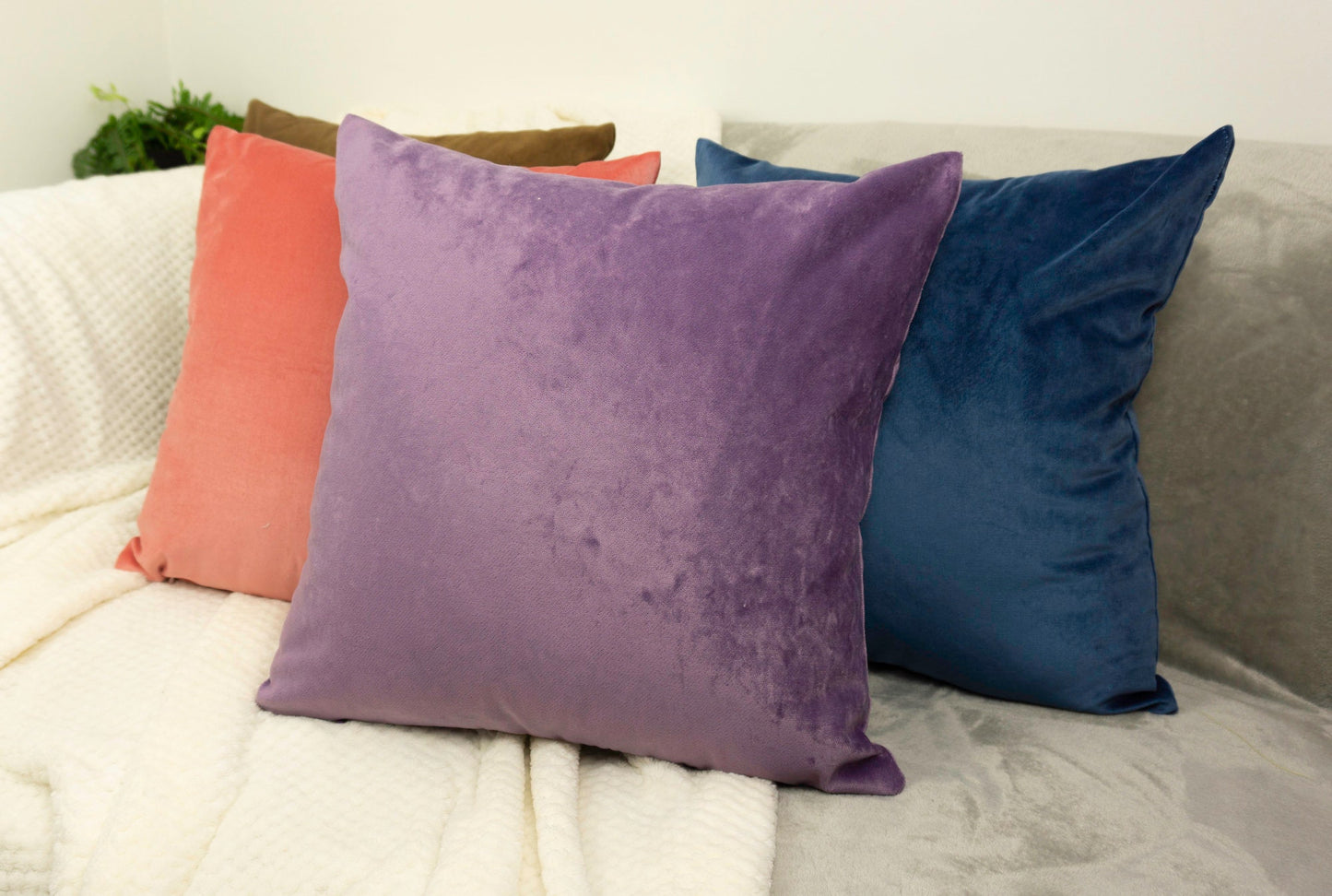 Handmade Woven Velvet Purple Cushion Cover, Purple Throw Pillow cover, Square Pillowcases, Home Sofa Decor 43x43cm