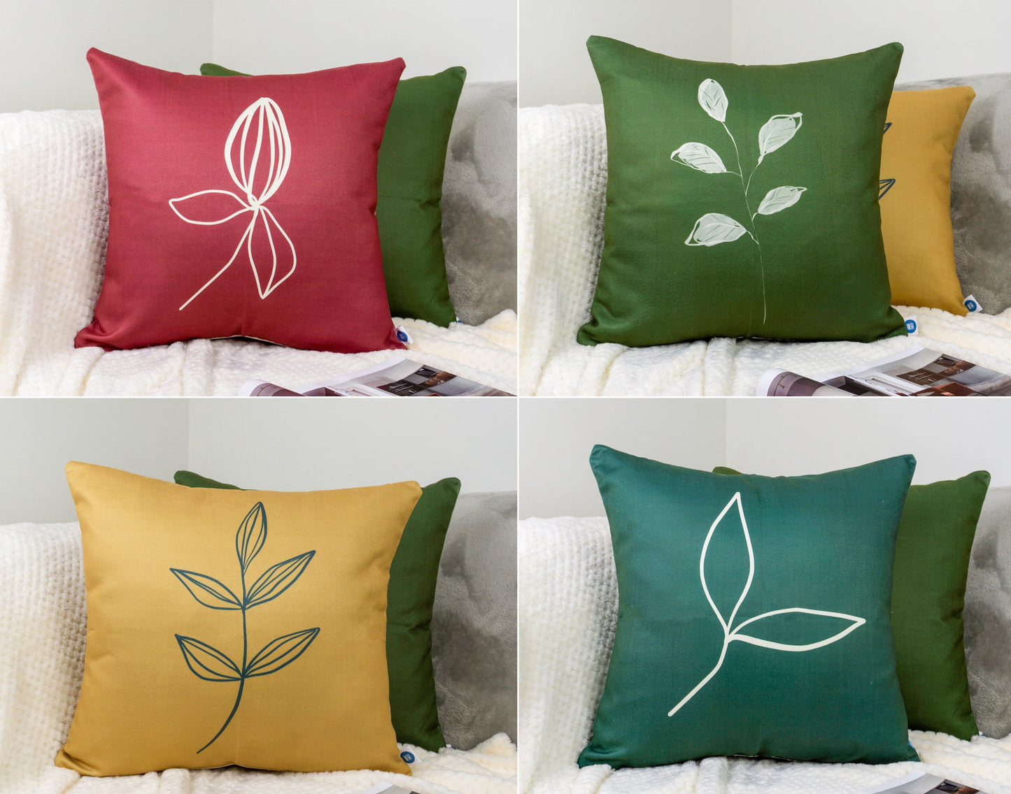 Decorative Suede Velvet Cushion Covers Set of 4 17x17inch 43x43cm