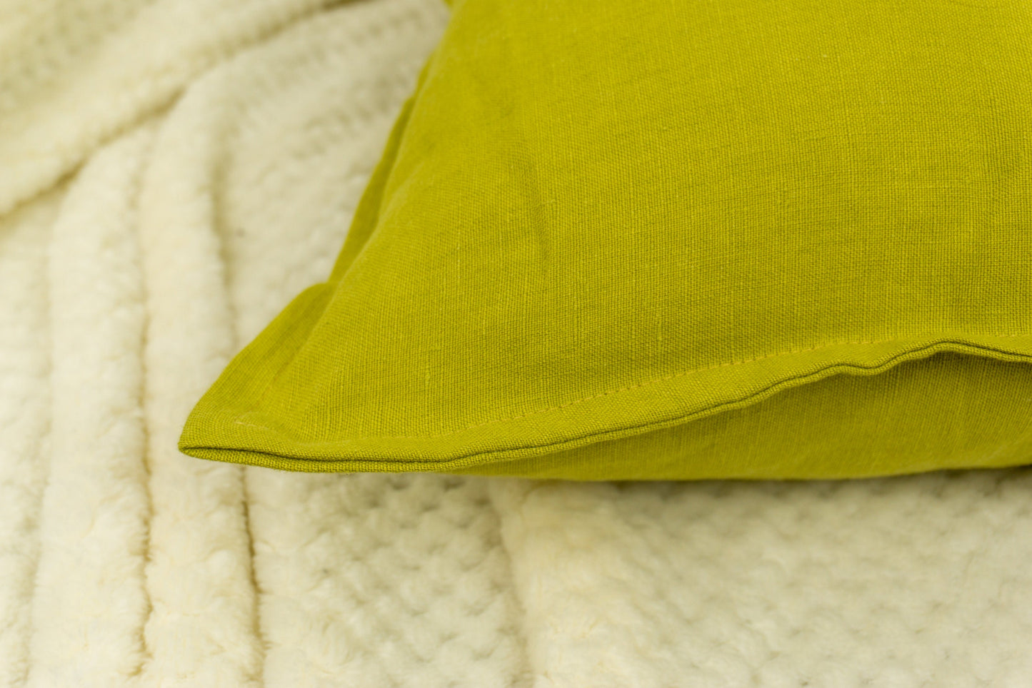 Natural Linen Yellow Cushion Covers 45x45cm, Flange Edge