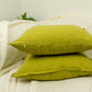 Natural Linen Yellow Cushion Covers 45x45cm, Flange Edge