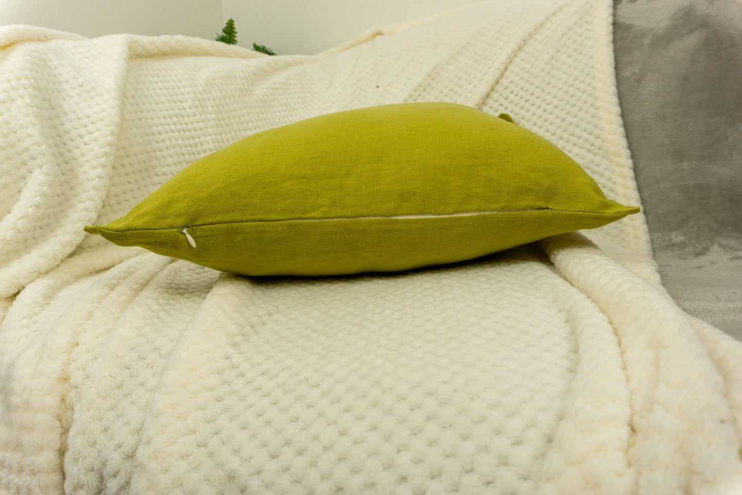 Natural Linen Yellow Cushion Covers 45x45cm, Flange Edge