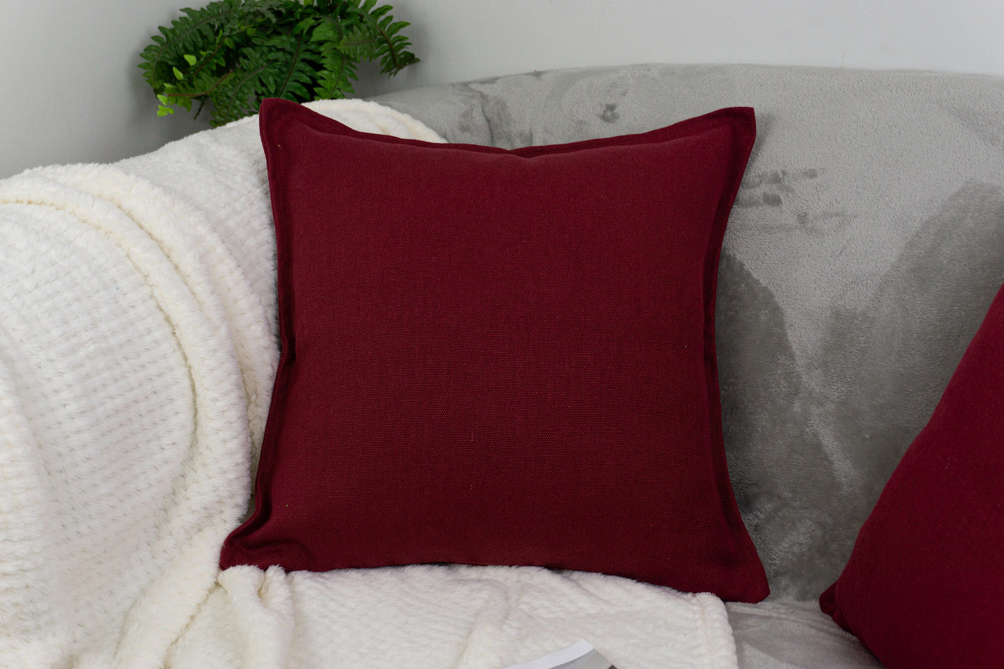 Natural Linen Wine Red Cushion Cover I Pillowcase I Throw Square Pillow cover I Home Sofa Decor 18x18inch