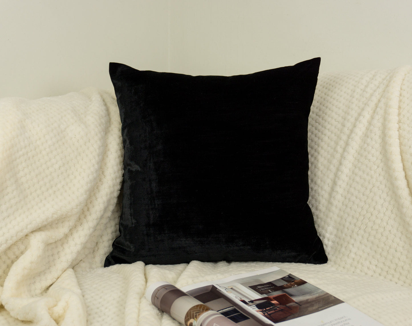 Luxury Black Velvet Cushion Cover, Dark Velvet Pillow Cover (All Sizes)