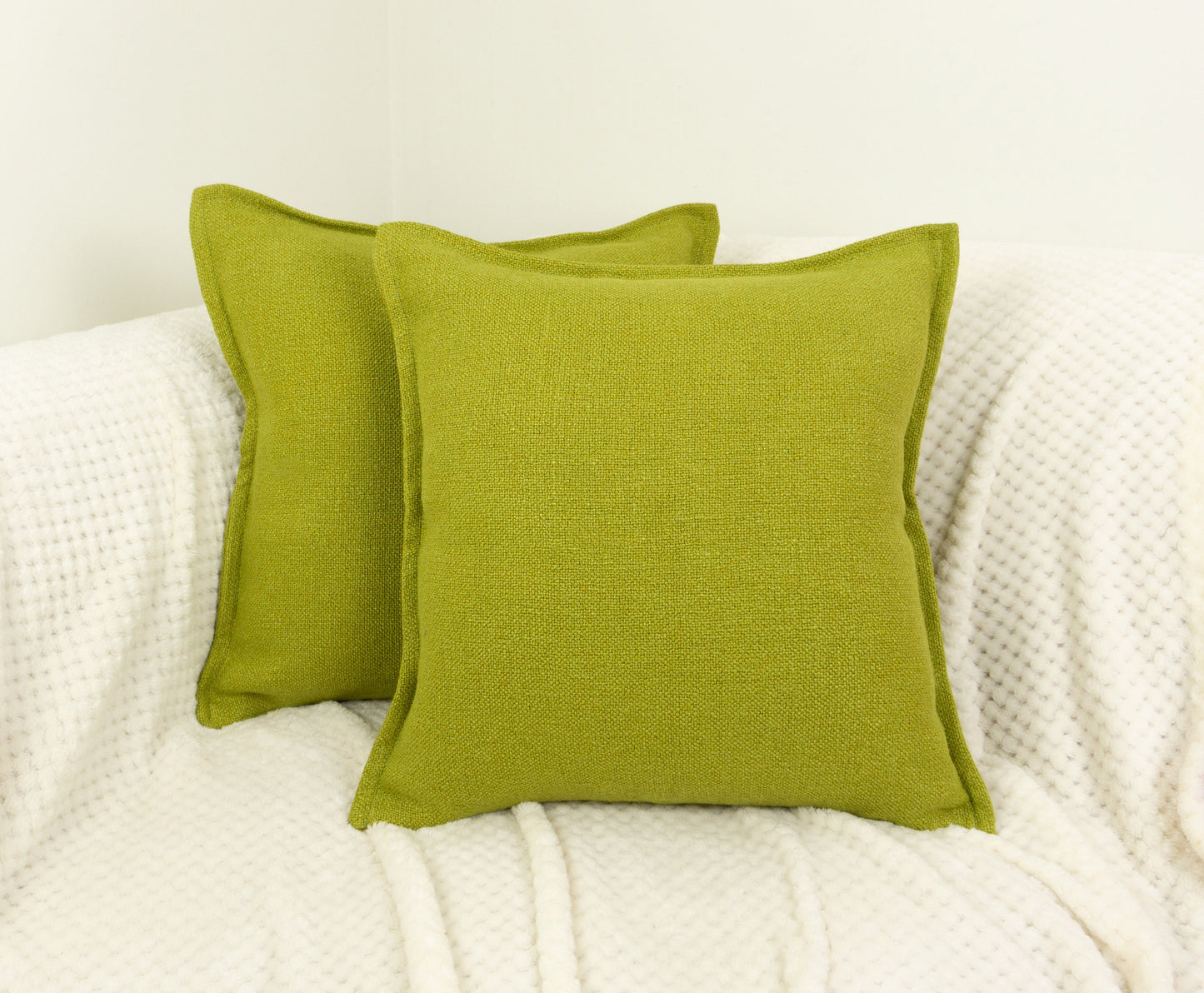 Cotton Linen Oil Green Cushion Covers, Oil Green Linen Pillow Cover 17x17Inches, 43x43cm