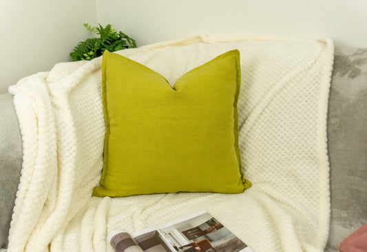 Natural Linen Yellow Cushion Covers 45x45cm, Flange Edge