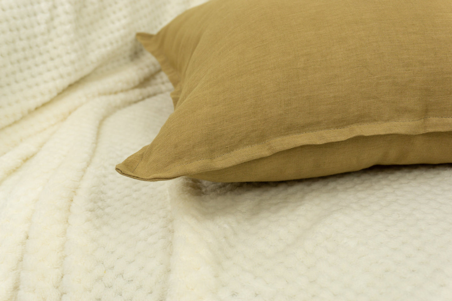 Natural Linen Mustard Cushion Cover, Mustard Linen Throw Pillow, 45x45cm