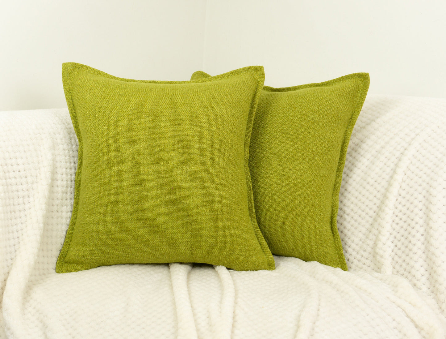 Cotton Linen Oil Green Cushion Covers, Oil Green Linen Pillow Cover 17x17Inches, 43x43cm