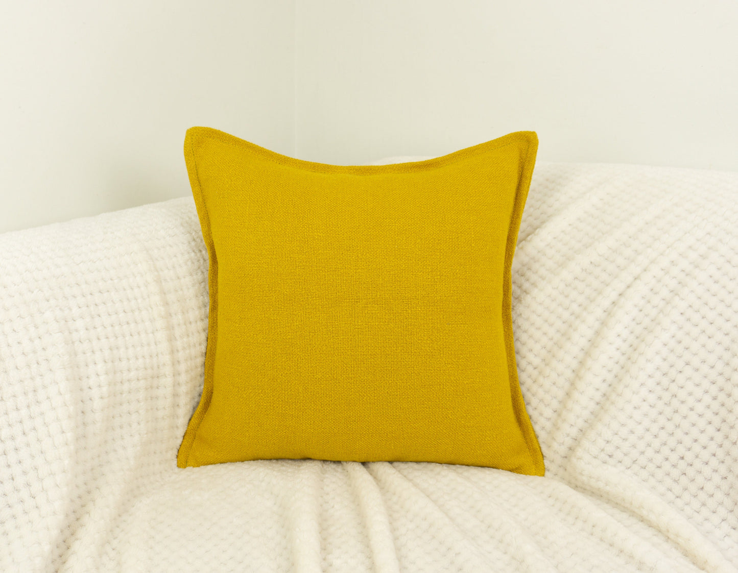 Cotton Linen Lemon Yellow Cushion Cover, Gold Linen Pillow Cover, Linen Throw Pillow Home Decor 17x17 inch 43x43cm