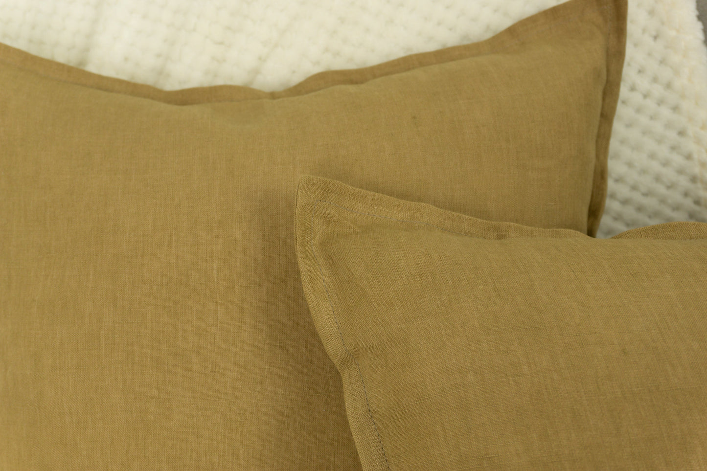 Natural Linen Mustard Cushion Cover, Mustard Linen Throw Pillow, 45x45cm