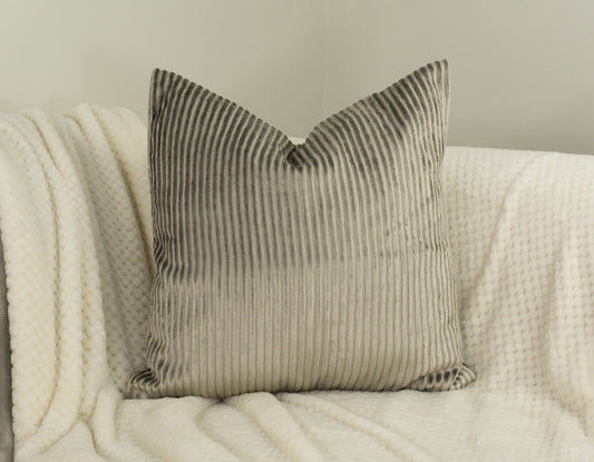 Luxury Cord Velvet Grey Cushion Cover, Corduroy Velvet Pillow Cover 45x45cm