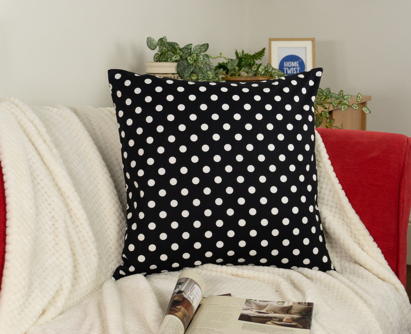 Linen Cushion Cover Polka Dot Pattern Pillow Covers, Polka Dot Decor, Natural Linen Pillowcases.