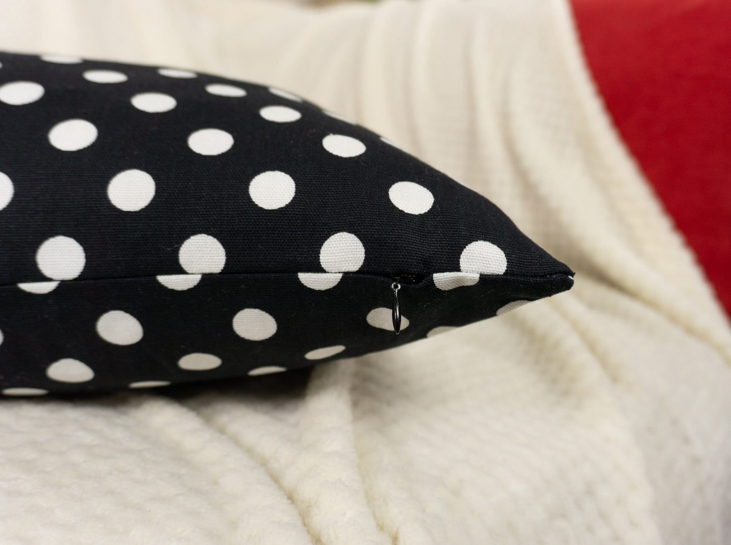 Linen Cushion Cover Polka Dot Pattern Pillow Covers, Polka Dot Decor, Natural Linen Pillowcases.