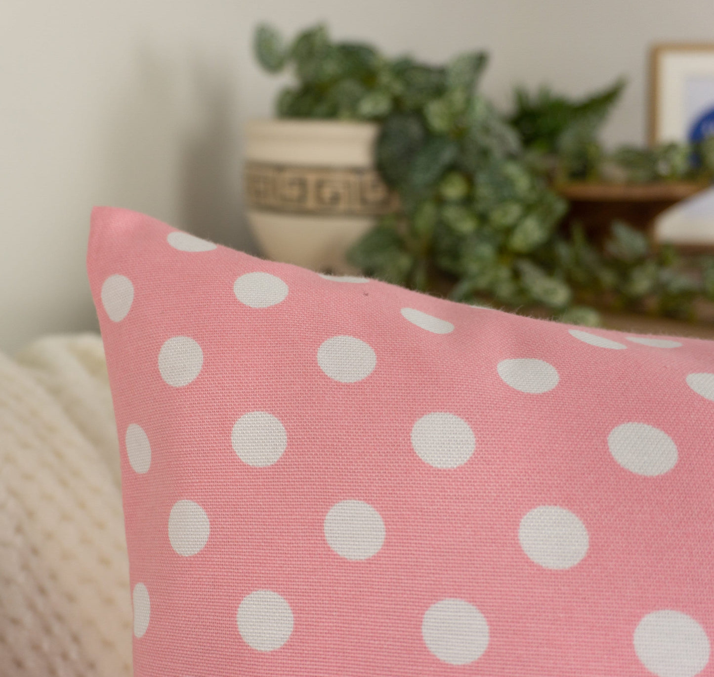 Linen Cushion Cover Polka Dot Pattern Pillow Covers, Polka Dot Decor, Natural Linen Pillowcases.