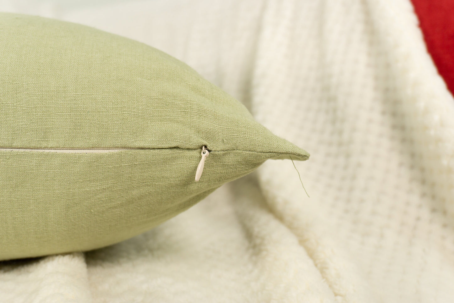 Natural Linen Pale Green Cushion Cover 45x45cm