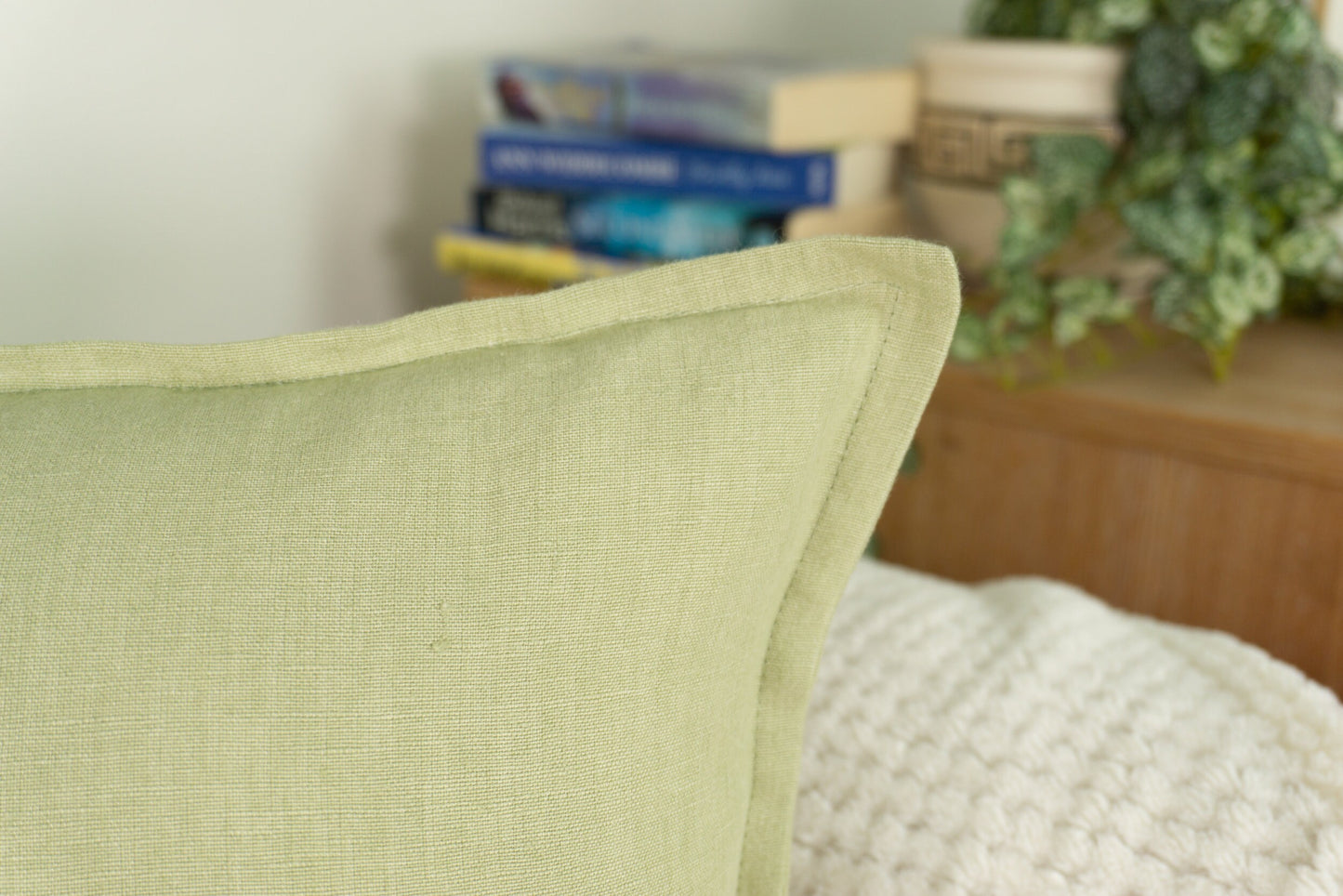 Natural Linen Pale Green Cushion Cover 45x45cm