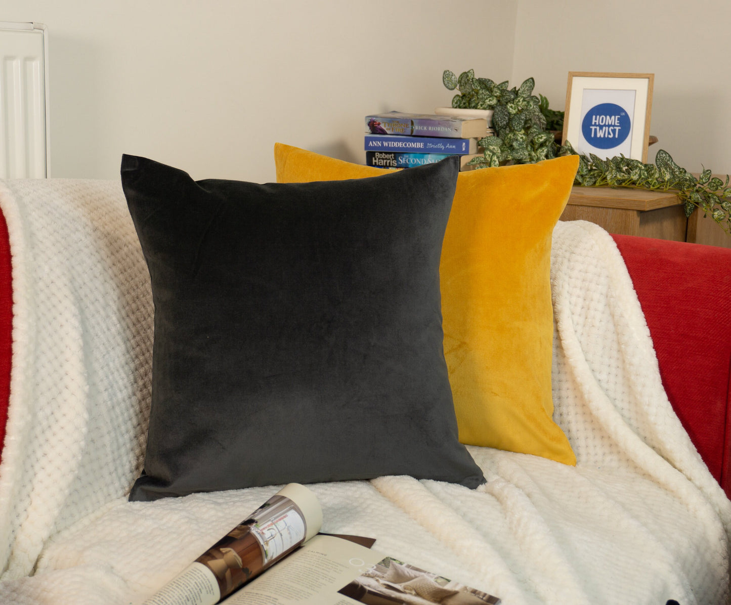 Charcoal Velvet Cushion Cover, Plush Velvet Charcoal Pillow Cover 45x45cm