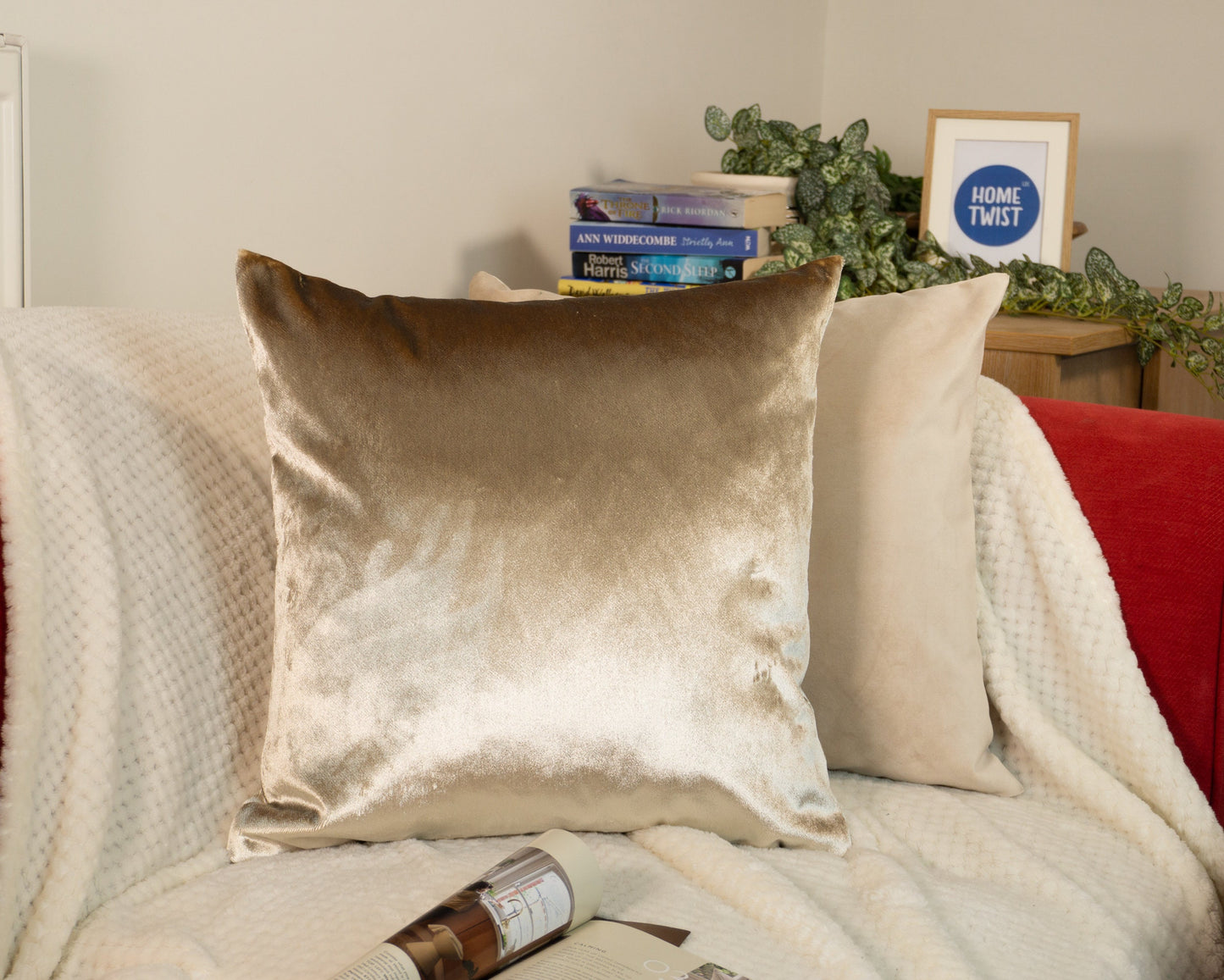 Luxury Shiny Velvet Cushion Cover, Shiny Velvet Taupe Throw Cushion Cover 18x18Inches, 45x45cm