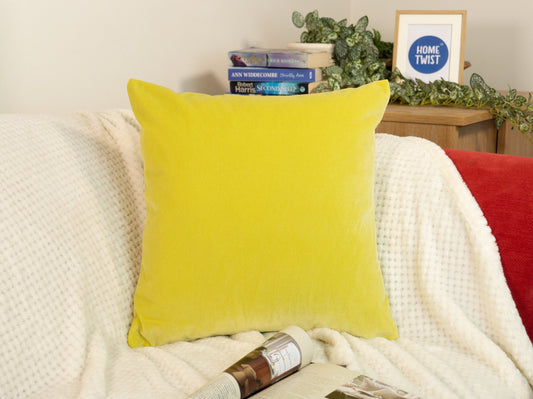 Luxury Velvet Lemon Yellow Cushion Covers, Lemon Yellow Pillow Cover (All Sizes)