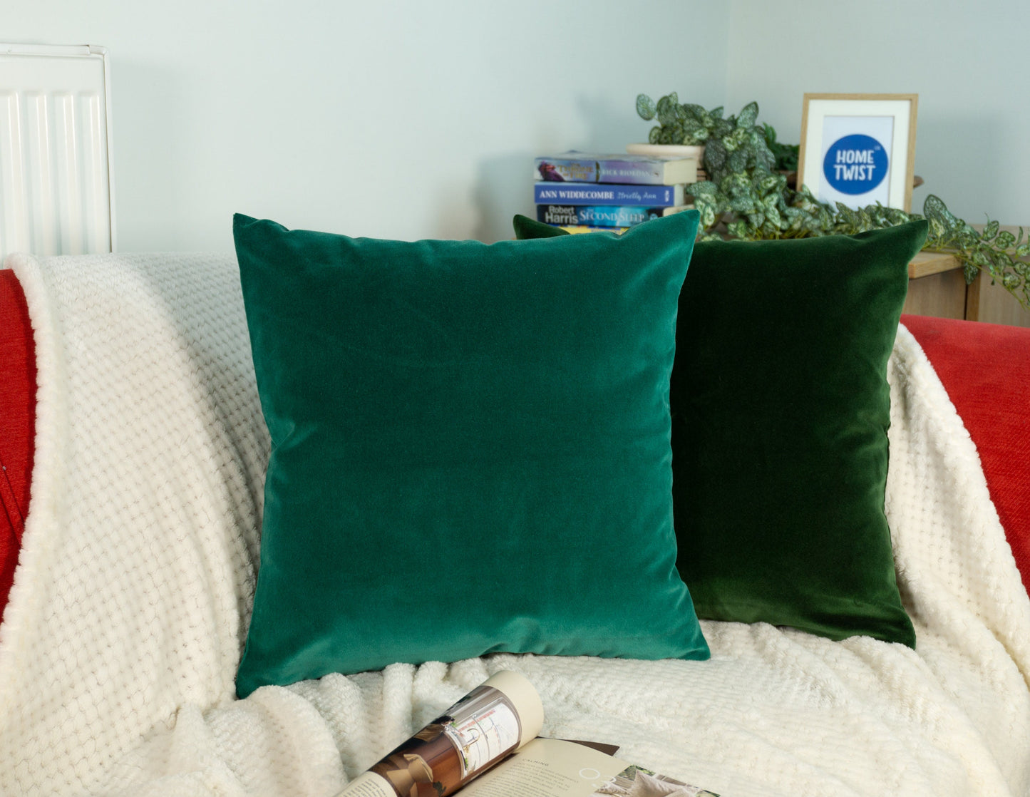 Velvet Forest Green Cushion Cover, Green Pillow Cover, 43x43cm