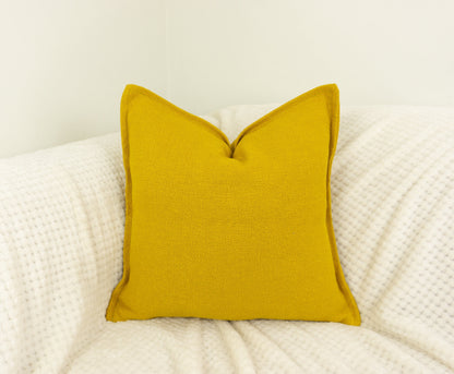 Cotton Linen Lemon Yellow Cushion Cover, Gold Linen Pillow Cover, Linen Throw Pillow Home Decor 17x17 inch 43x43cm