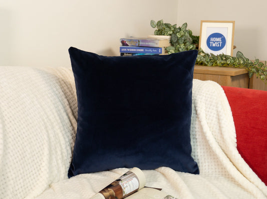 Dark Blue Velvet Cushion Cover, Dark Blue Throw Pillow Cover (All Sizes)