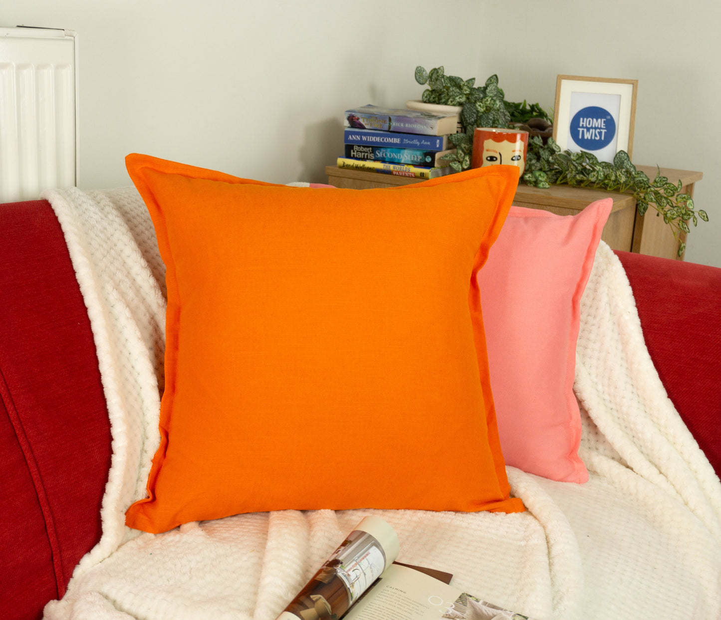 Natural Linen Orange Cushion Covers I Linen Throw Pillowcase Sofa Cushion Cover 45x45, 50x50cm