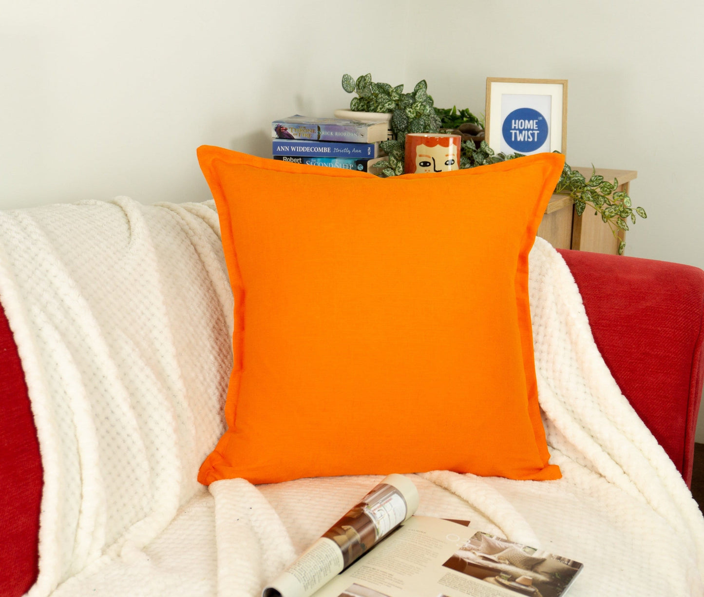 Natural Linen Orange Cushion Covers I Linen Throw Pillowcase Sofa Cushion Cover 45x45, 50x50cm