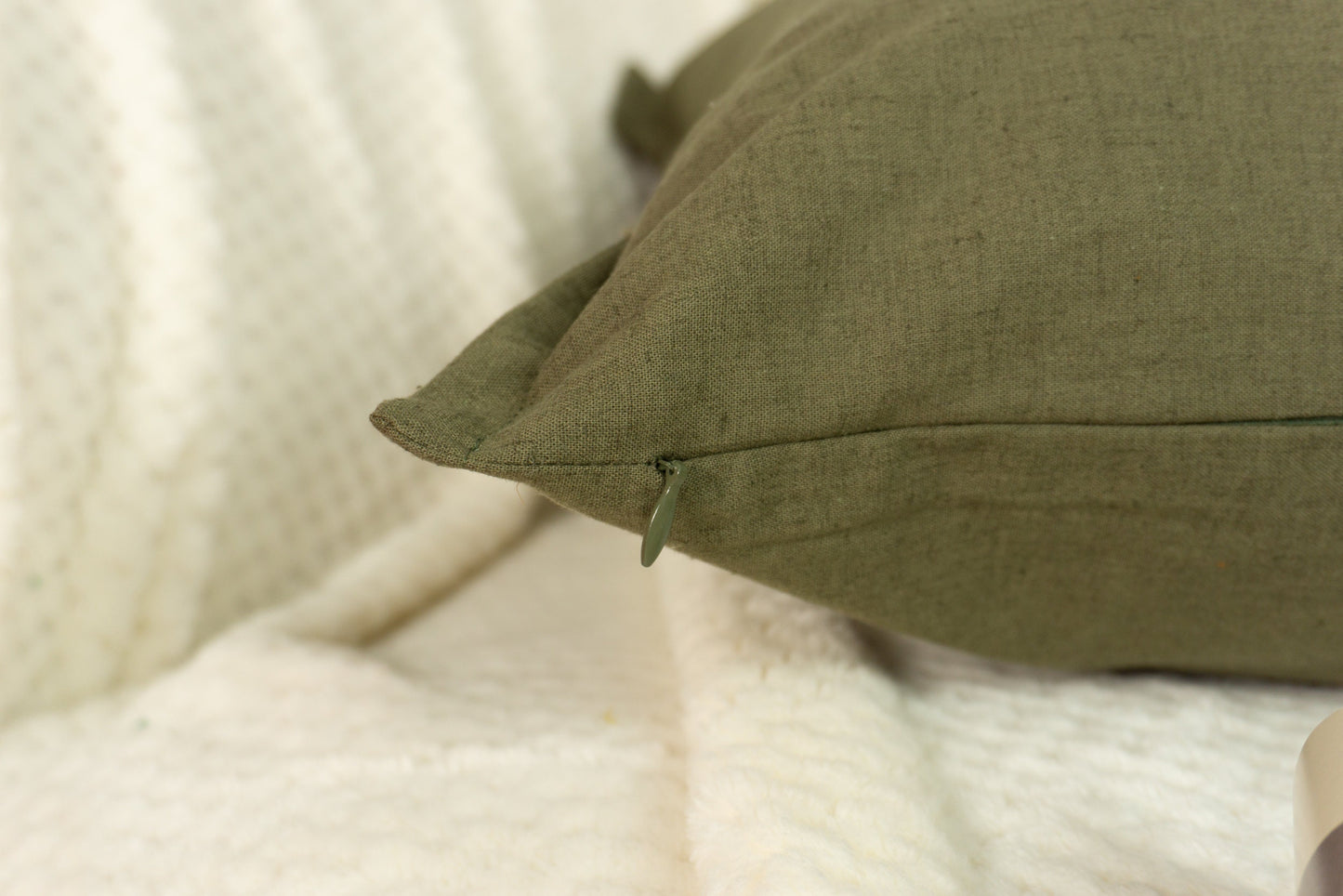 Natural Linen Olive Green Cushion Cover, Olive Green Linen Pillow Cover, Cushion Cover 45x45,50x50cm