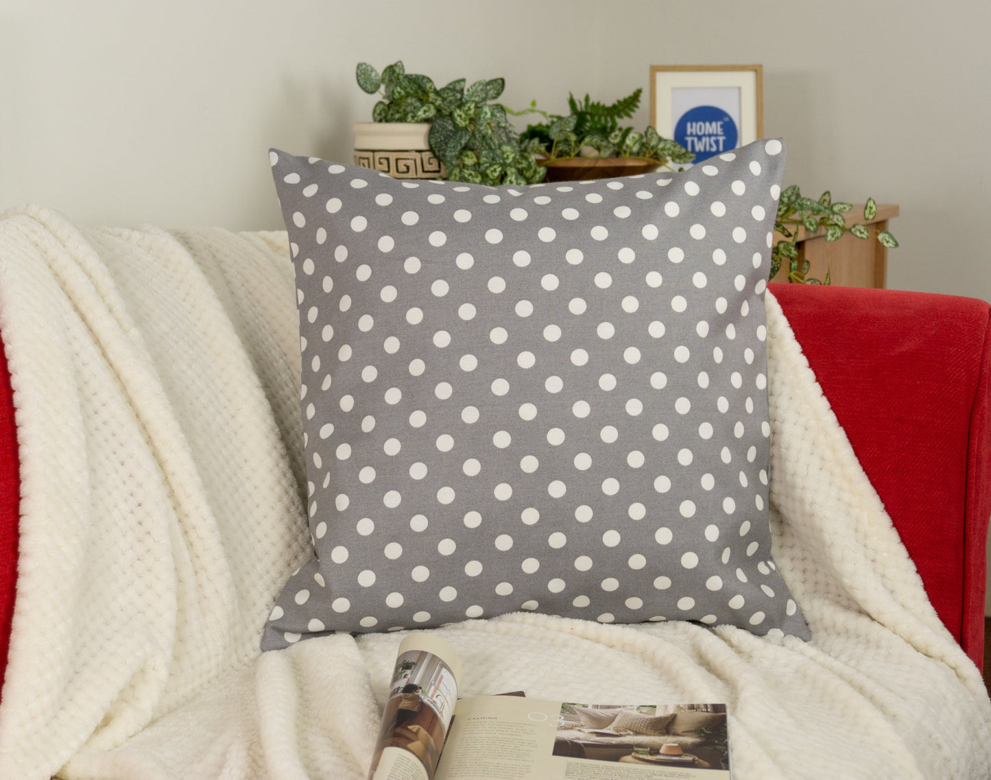 Linen Cushion Cover Polka Dot Pattern Pillow Covers, Polka Dot Decor, Natural Linen Pillowcases.