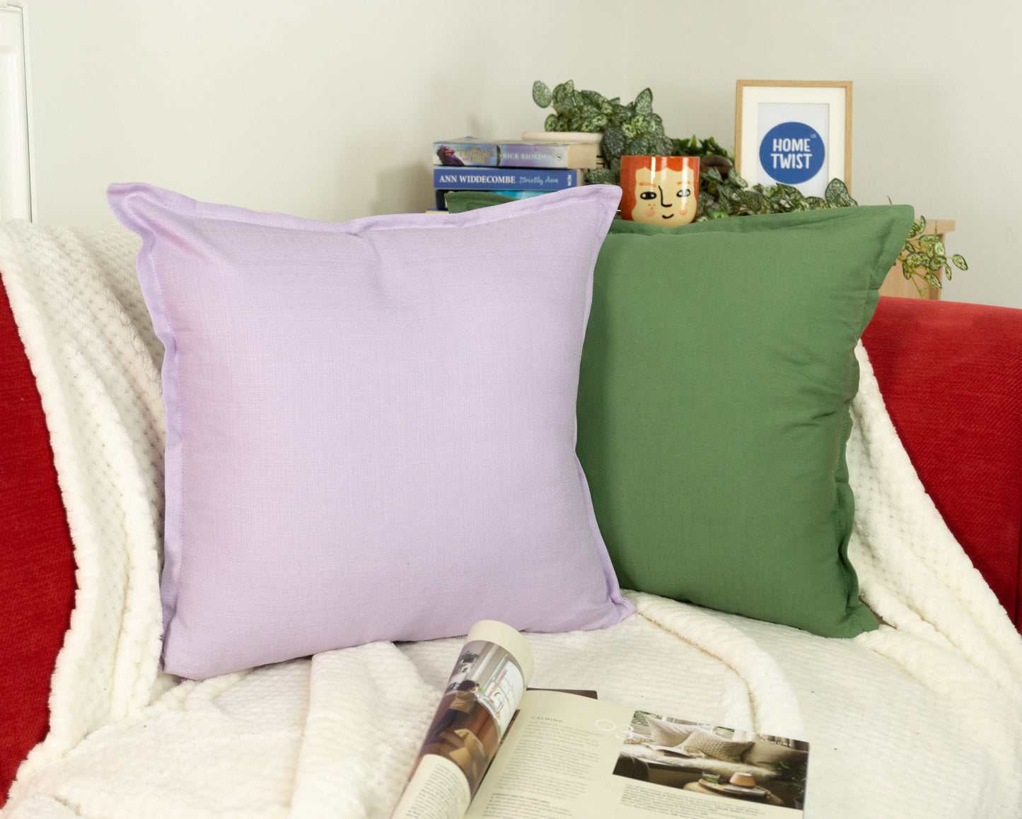 Cotton Linen Purple Cushion Cover, Linen Purple Throw Pillow, 18x18Inches, 20x20Inches