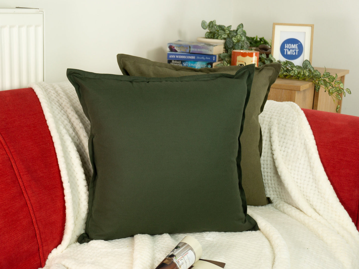 Cotton Linen Dark Green Cushion Cover, Linen Green Throw Pillow Cover, Decorative Linen Pillows 18x18'' 20x20''