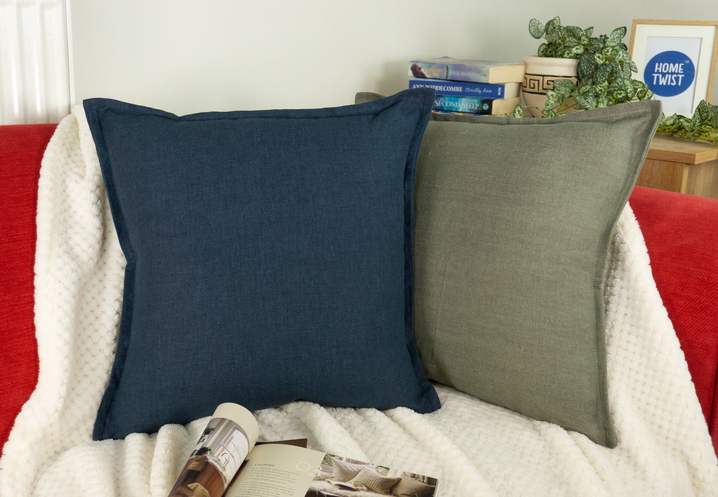 Linen Navy Blue Cushion Cover, Dark Blue Linen Pillow Cover 45x45, 50x50cm