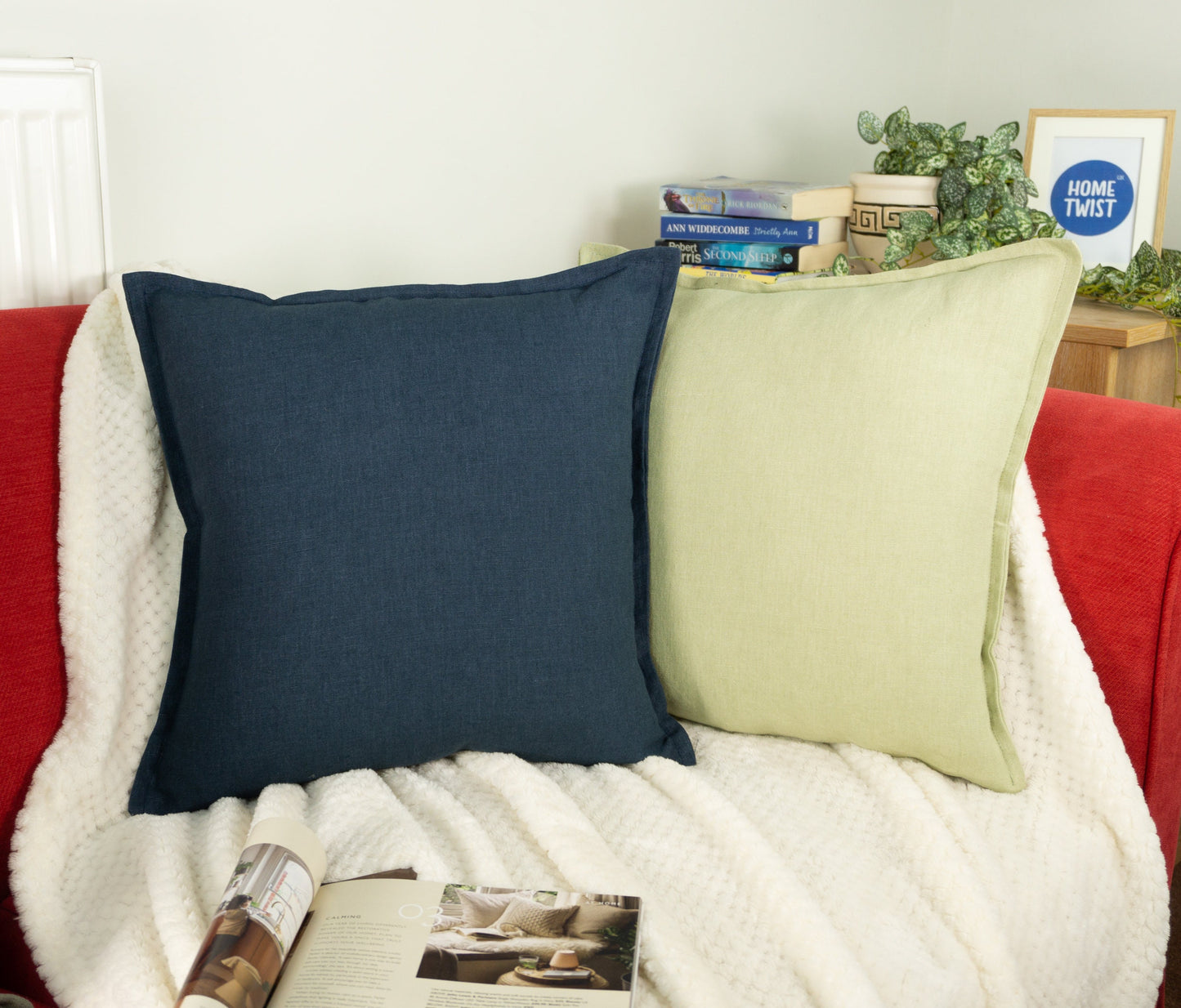 Linen Navy Blue Cushion Cover, Dark Blue Linen Pillow Cover 45x45, 50x50cm