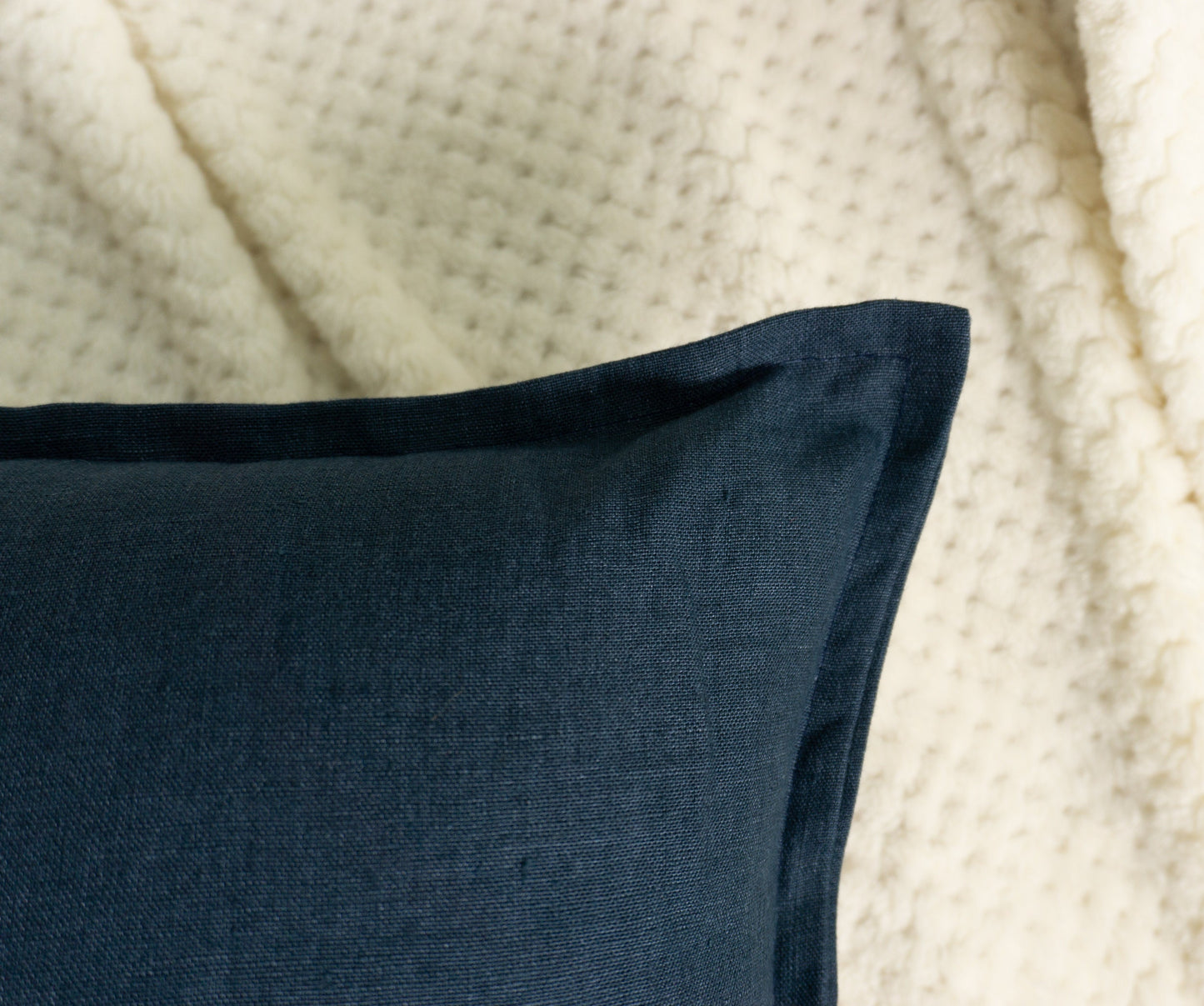 Linen Navy Blue Cushion Cover, Dark Blue Linen Pillow Cover 45x45, 50x50cm