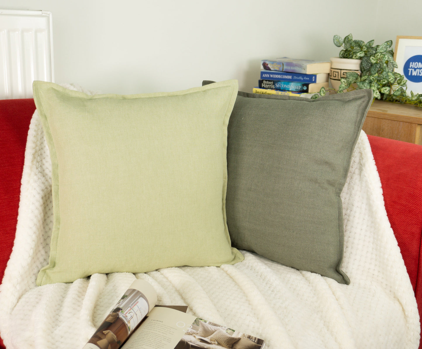 Natural Linen Pale Green Cushion Cover 45x45cm