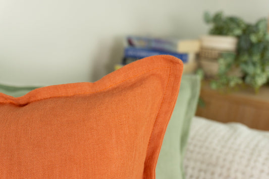 Natural Linen Orange Cushion Covers I Linen Throw Pillowcase Sofa Cushion Cover Home Decor 45x45cm