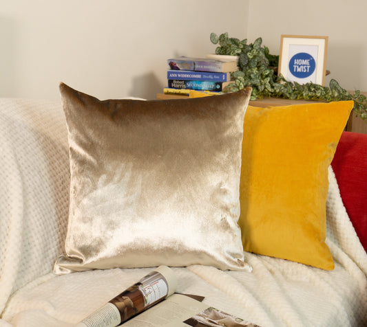 Luxury Shiny Velvet Cushion Cover, Shiny Velvet Taupe Throw Cushion Cover 18x18Inches, 45x45cm