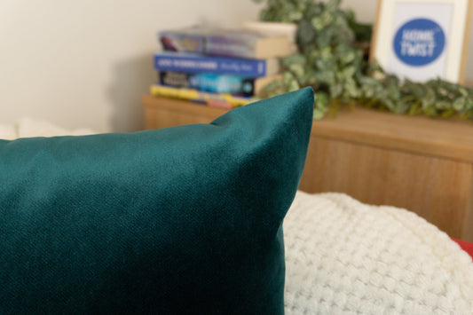 Luxury Velvet Emerald Green Cushion Cover, Dark Green Pillow Cover, (All Sizes)