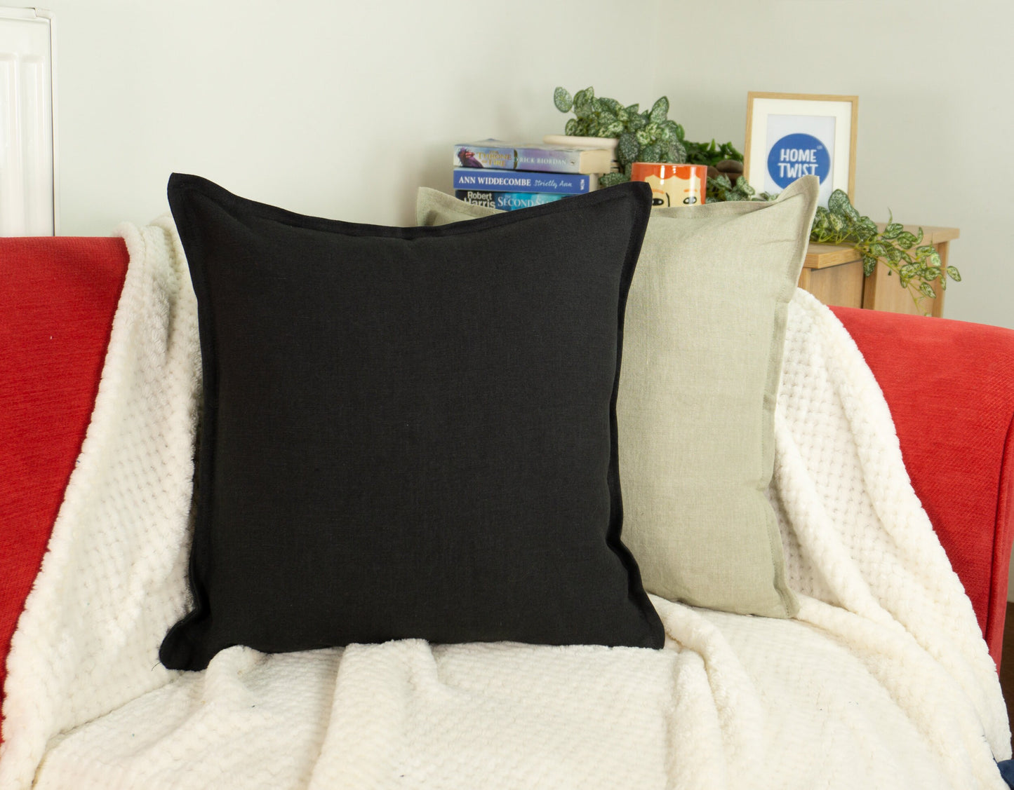 Natural Linen Black Cushion Covers, Dark Linen Throw Pillow Cover 45x45cm , 18x18Inches